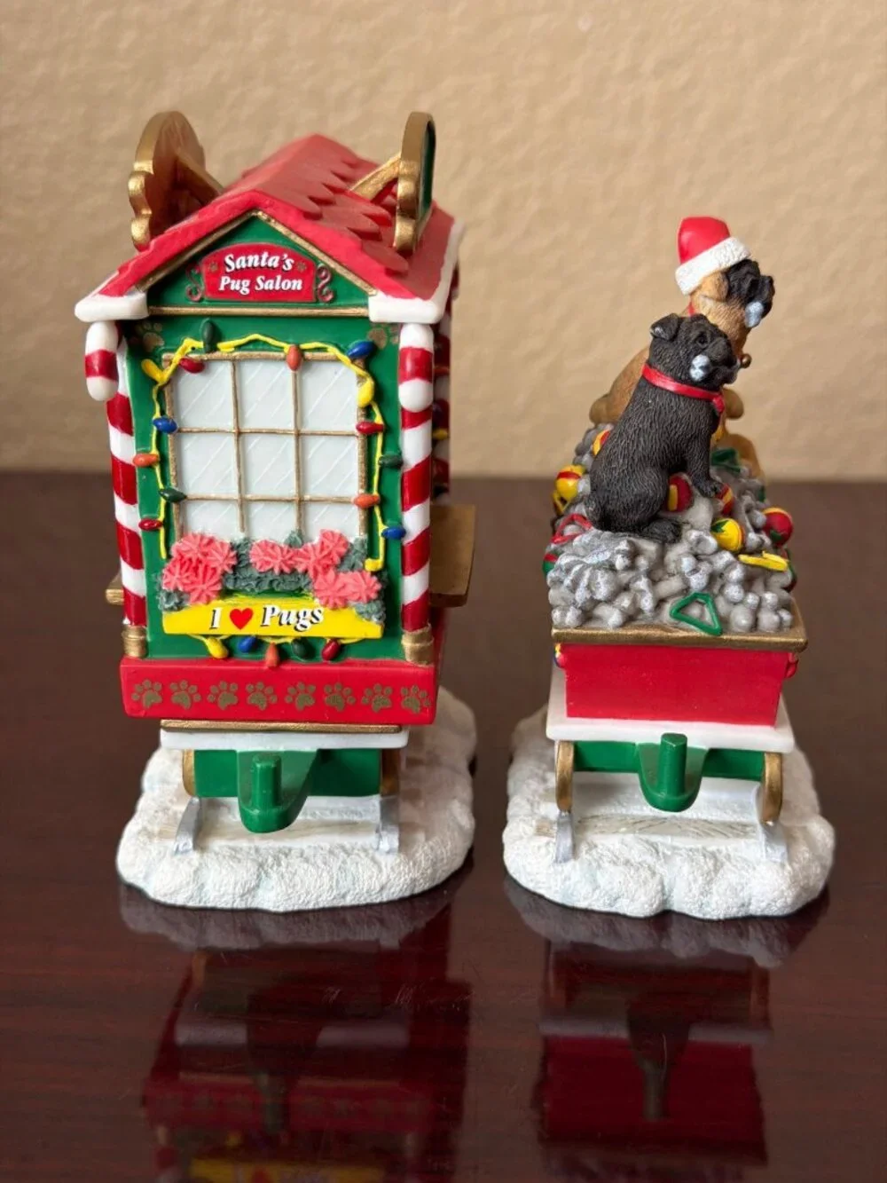Danbury Mint Pug Christmas Express Complete 6-Piece Train Set - No Box or COA